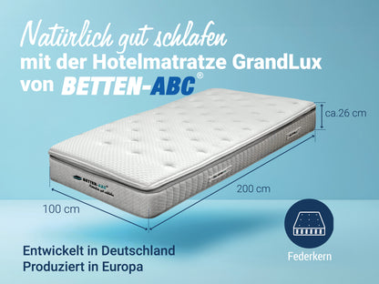 Betten-ABC Hotelmatratze GrandLux - mittelfeste Taschenfederkernmatratze mit Klimafaserbezug