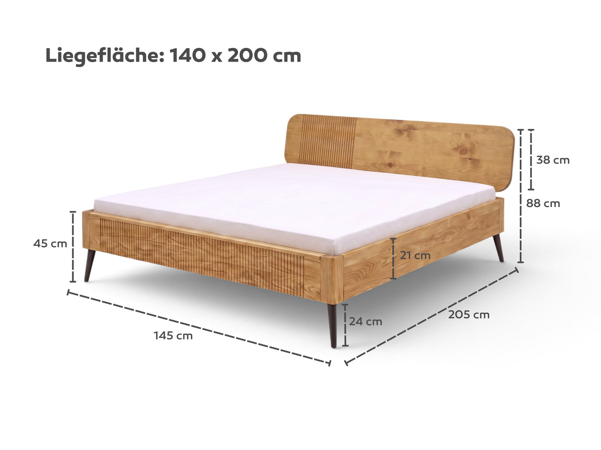 Betten-ABC Lundo Bett, Massive Kiefer für warme Optik und lebendige Maserung