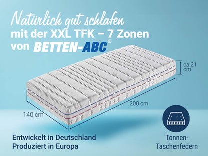 Betten-ABC XXL TFK – 7-Zonen-Taschenfederkern- matratze, mit CoolLife-Bezug, Härtegrad H4