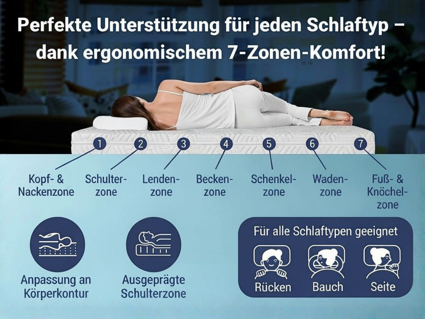 Matratzen nach Maß mit zwei schrägen Eckabschnitten oben