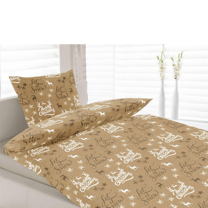 Sun Garden -Bettwäsche Merry Christmas, Farbe Sand 2-teilig, 100% Baumwoll-Satin