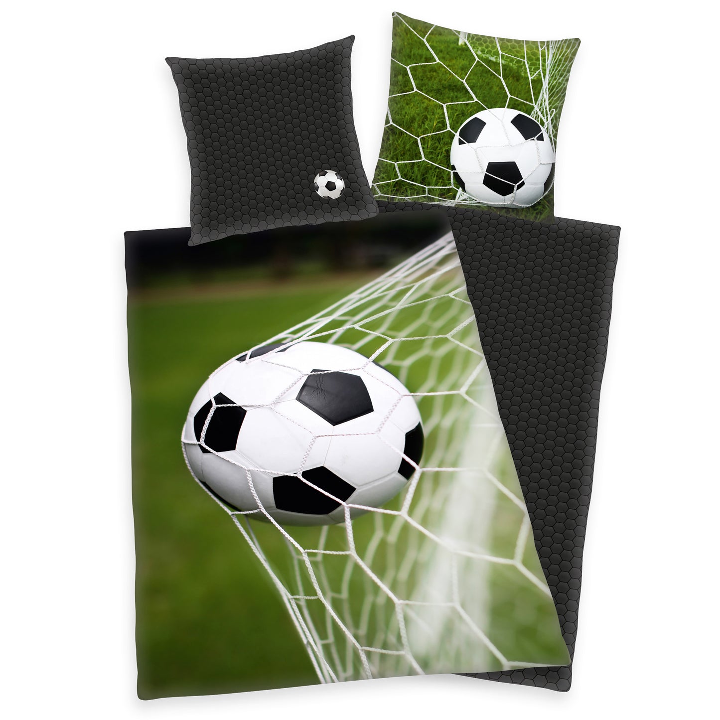 Herding Young Collection „FUSSBALL"–Bettwäsche mit Wendemotiv, 100% Baumwolle, 135x200cm+80x80cm