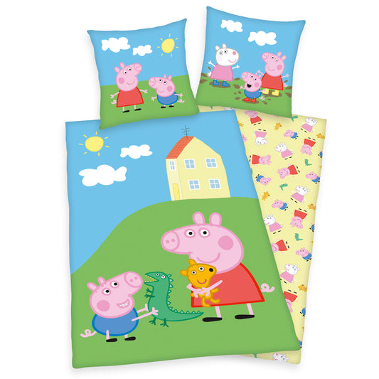 Herding "PEPPA PIG" - Bettwäsche mit Wendemotiv, 100% Baumwolle, 135x200 cm+80x80 cm