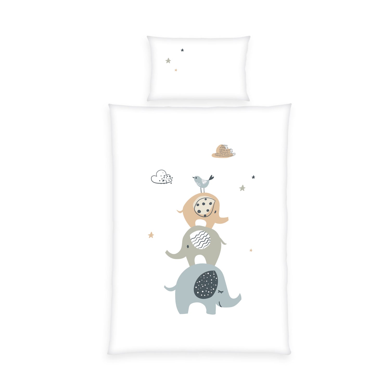 Herding Baby ELEPHANTS - Renforcé Bettwäsche mit Wendemotiv, 100% Baumwolle, 100 x 135 cm