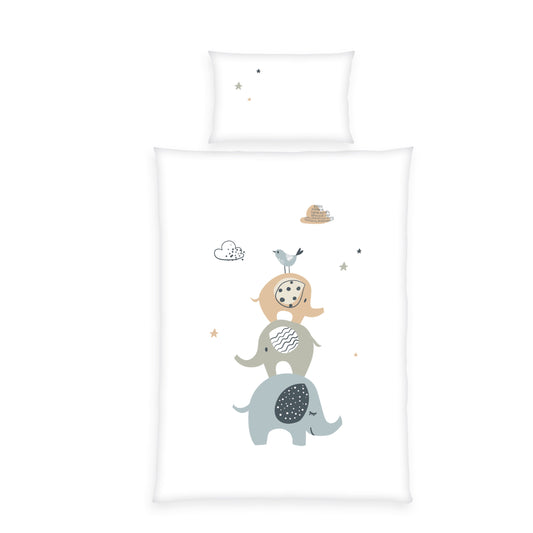 Herding Baby ELEPHANTS - Renforcé Bettwäsche mit Wendemotiv, 100% Baumwolle, 100 x 135 cm