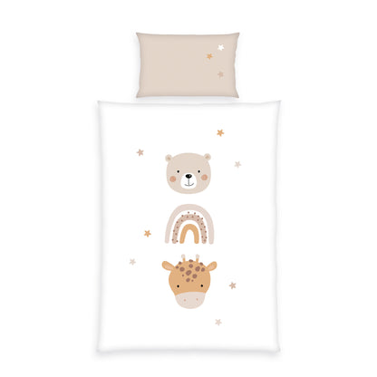 Herding Baby LITTLE FRIENDS - Renforcé-Bettwäsche mit Wendemotiv, 100% Baumwolle, 100 x 135 cm