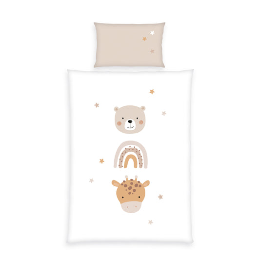 Herding Baby LITTLE FRIENDS - Renforcé-Bettwäsche mit Wendemotiv, 100% Baumwolle, 100 x 135 cm