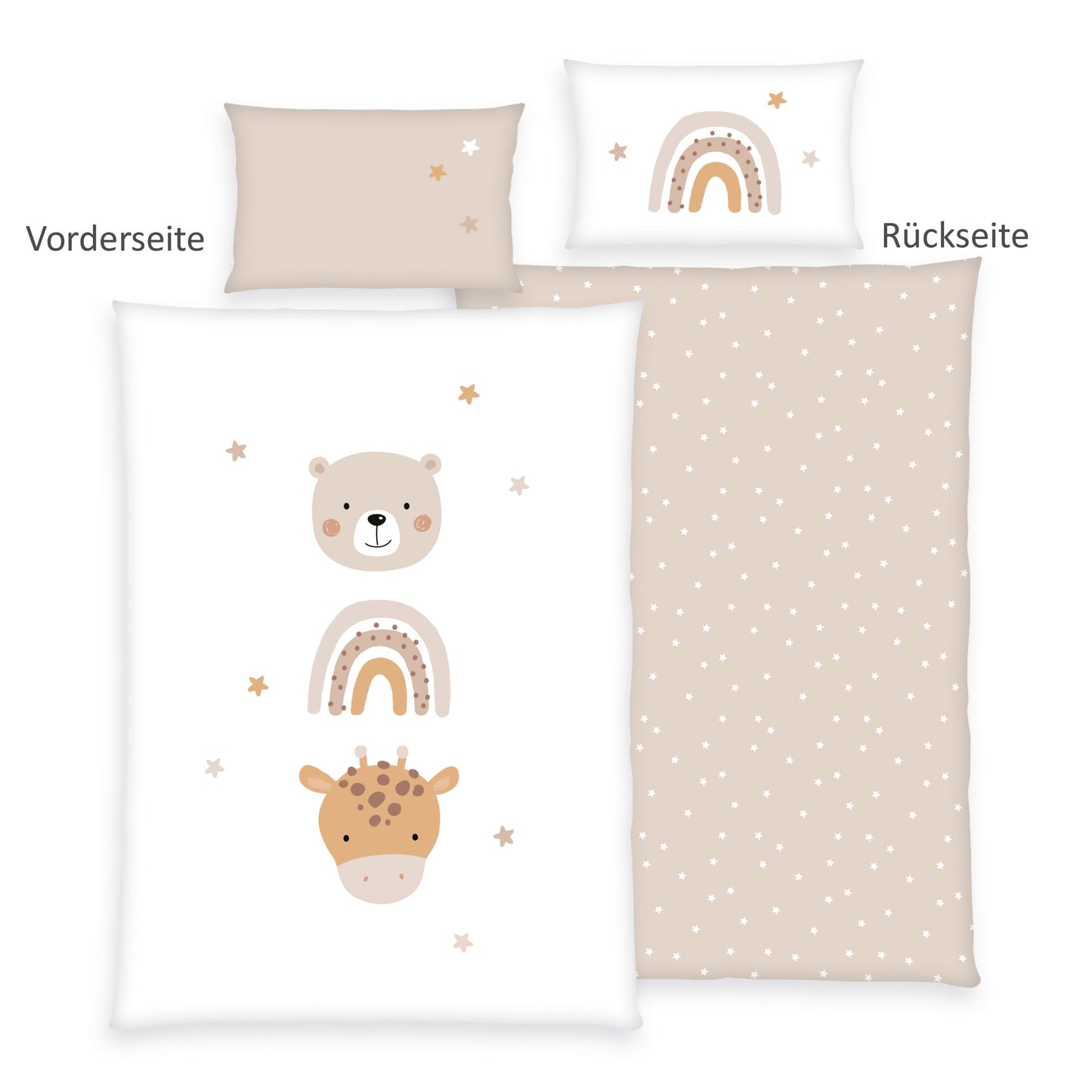 Herding Baby LITTLE FRIENDS - Renforcé-Bettwäsche mit Wendemotiv, 100% Baumwolle, 100 x 135 cm