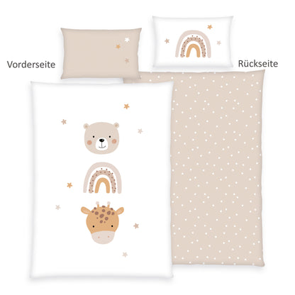 Herding Baby LITTLE FRIENDS - Renforcé-Bettwäsche mit Wendemotiv, 100% Baumwolle, 100 x 135 cm