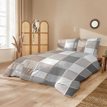 H.G. Hahn - Mako-Satin-Bettwäsche, 135 x 200 cm im Karo-Design, 100% Baumwolle