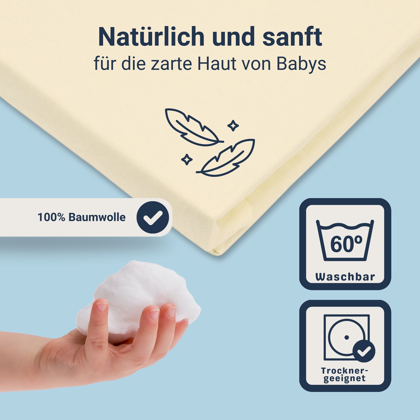 Traumhaft gut schlafen Spannbetttuch für Kinder, 100% Baumwolle, 70x140 cm, versch. Farben