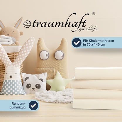 Traumhaft gut schlafen Spannbetttuch für Kinder, 100% Baumwolle, 70x140 cm, versch. Farben
