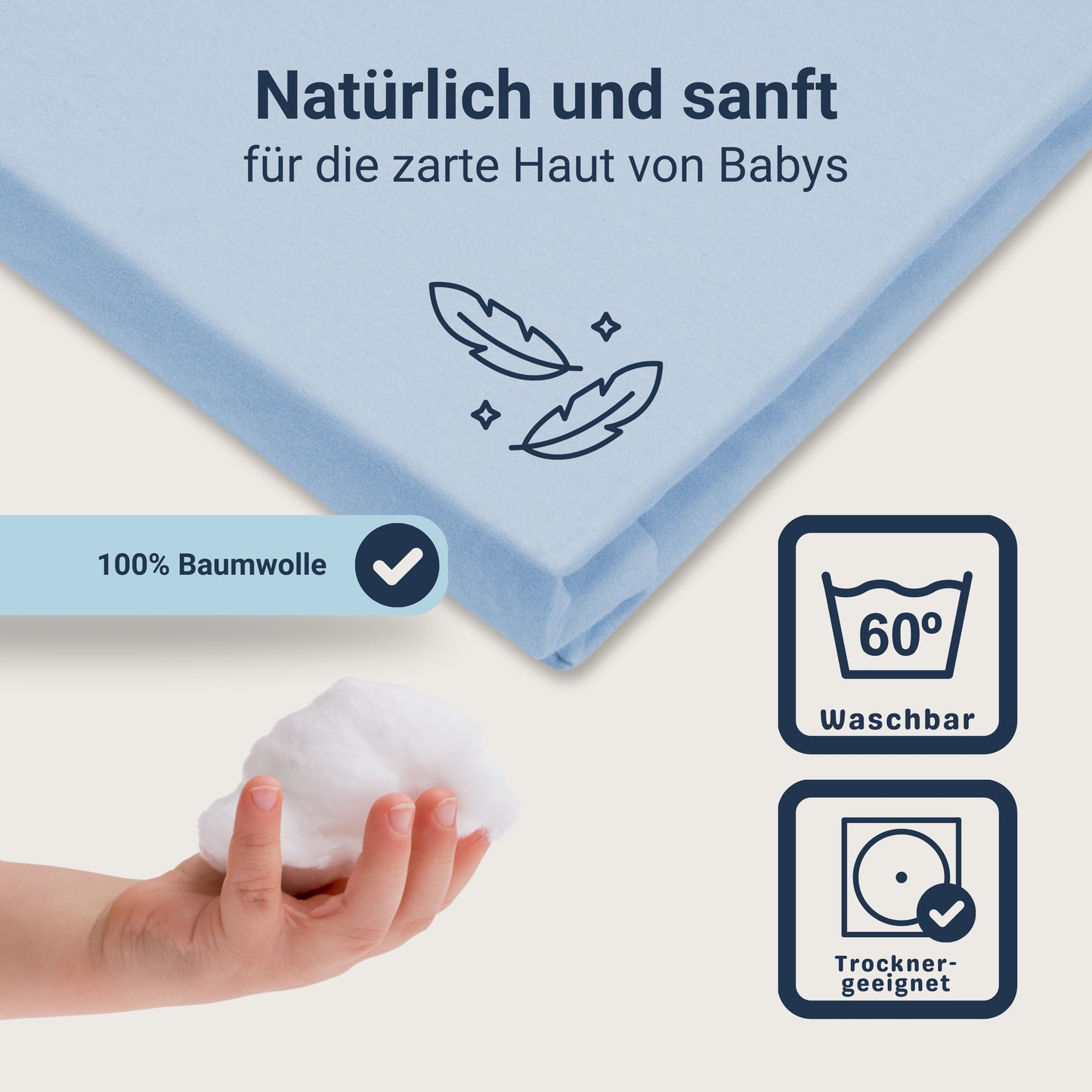 Traumhaft gut schlafen Spannbetttuch für Kinder, 100% Baumwolle, 70x140 cm, versch. Farben