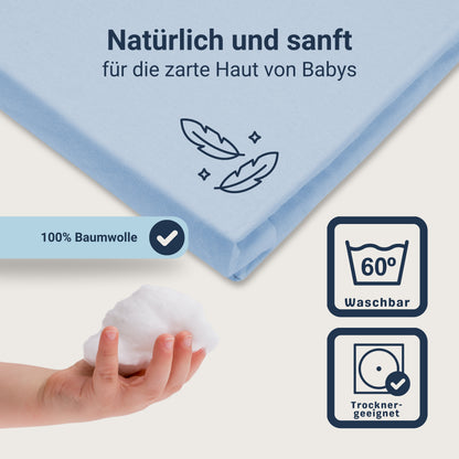 Traumhaft gut schlafen Spannbetttuch für Kinder, 100% Baumwolle, 70x140 cm, versch. Farben