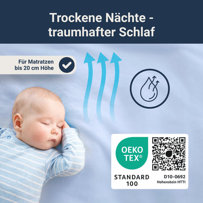 Traumhaft gut schlafen Spannbetttuch für Kinder, 100% Baumwolle, 70x140 cm, versch. Farben
