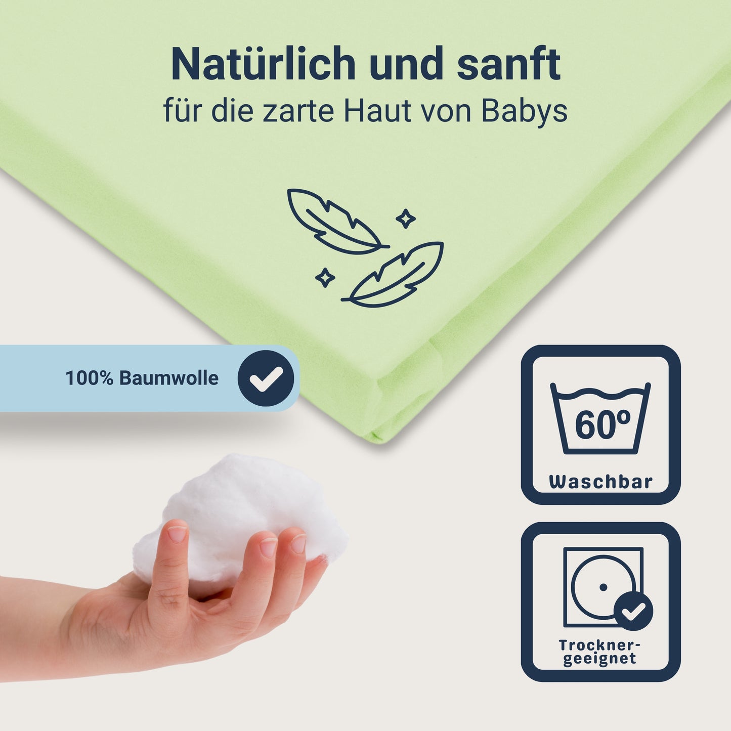 Traumhaft gut schlafen Spannbetttuch für Kinder, 100% Baumwolle, 70x140 cm, versch. Farben
