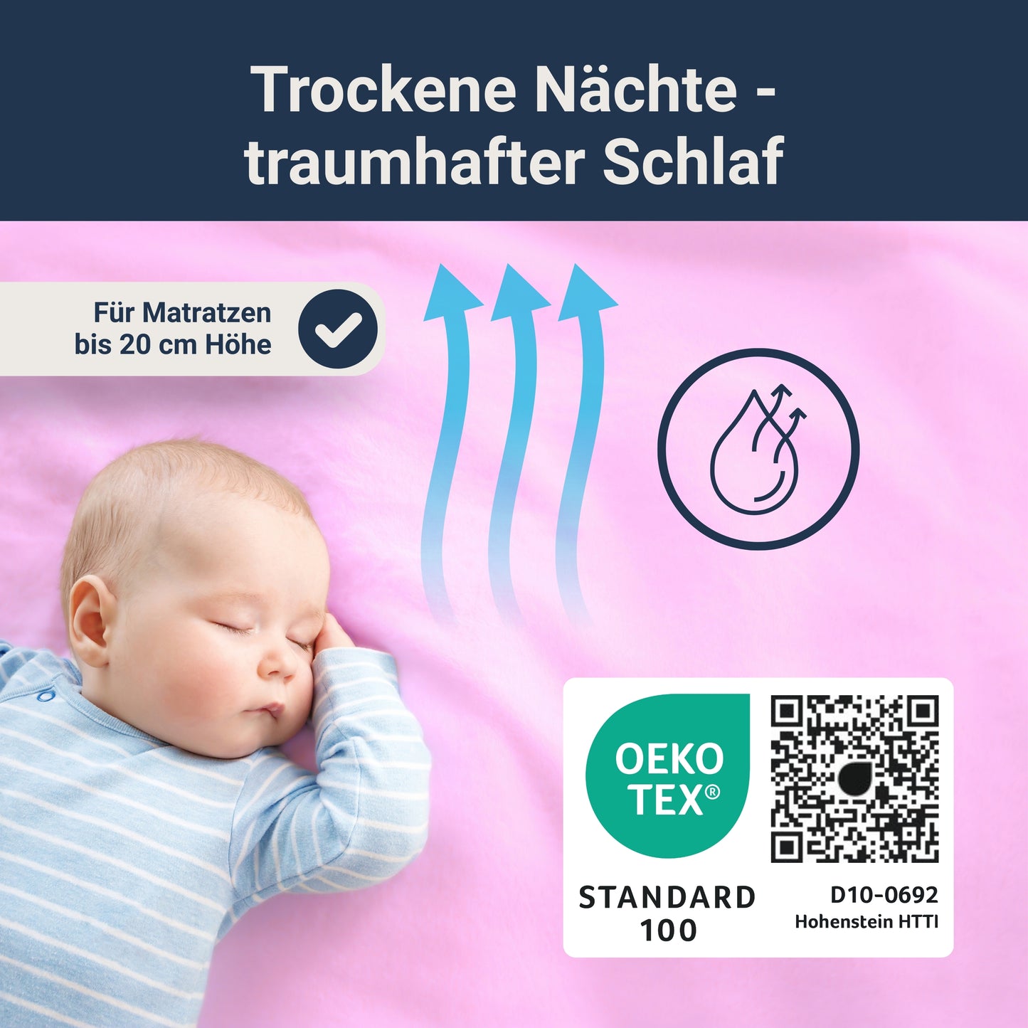 Traumhaft gut schlafen Spannbetttuch für Kinder, 100% Baumwolle, 70x140 cm, versch. Farben