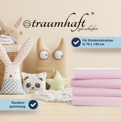 Traumhaft gut schlafen Spannbetttuch für Kinder, 100% Baumwolle, 70x140 cm, versch. Farben