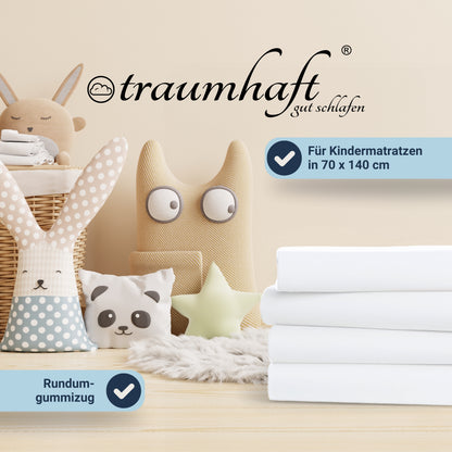 Traumhaft gut schlafen Spannbetttuch für Kinder, 100% Baumwolle, 70x140 cm, versch. Farben