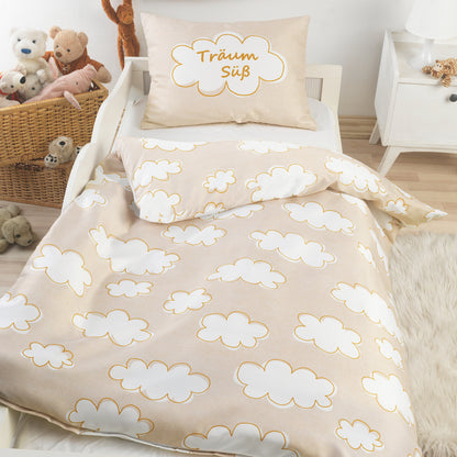 Baby Bettwäsche WÖLKCHEN - Renforcé-Qualität aus 100 % Baumwolle, 100x135 cm