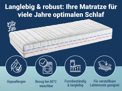 Betten-ABC XXL TFK – 7-Zonen-Taschenfederkern- matratze, mit CoolLife-Bezug, Härtegrad H4