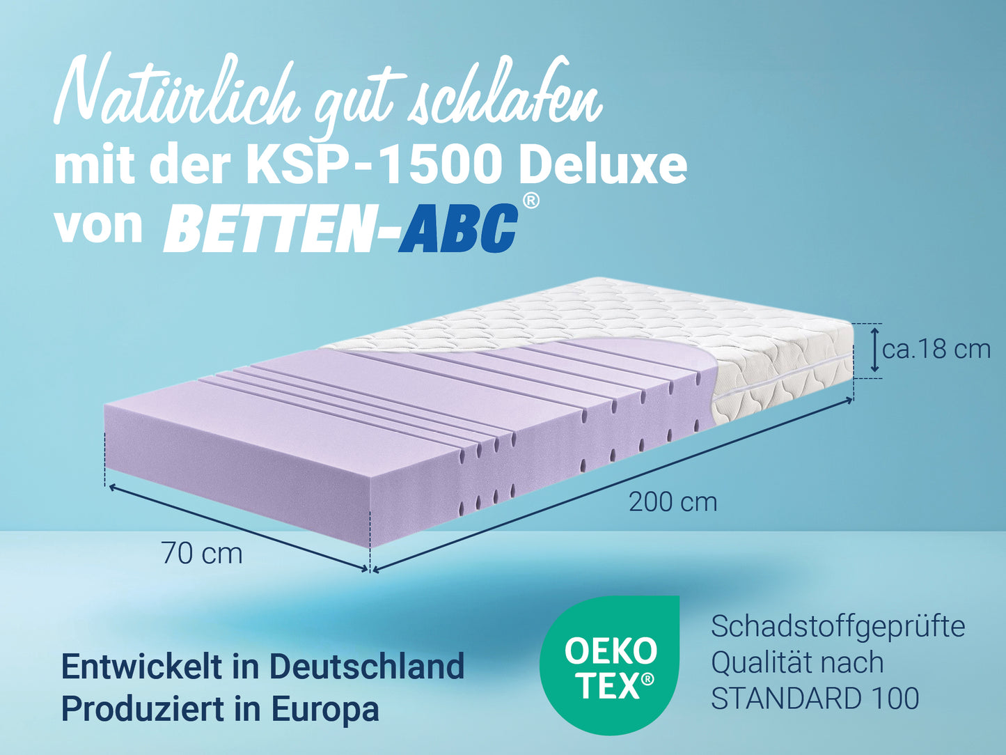 Betten-ABC KSP-1500 Deluxe -Kaltschaummatratze mit komfortablen 7 Zonen und Klimafaserbezug