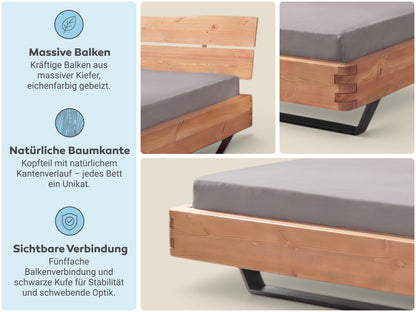Betten-ABC Quenta Balkenbett, Massive Kiefer für warme Optik und lebendige Maserung