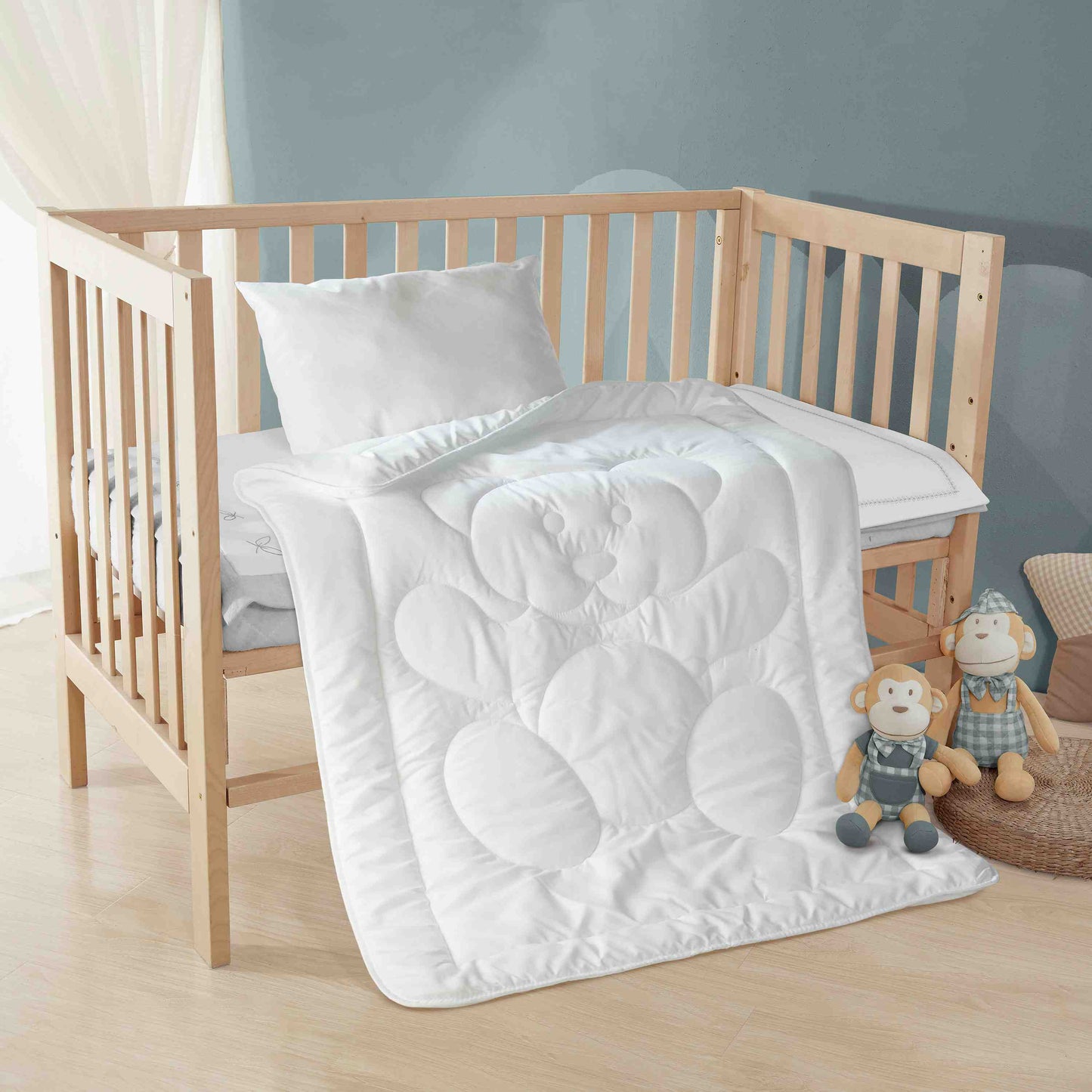 Sparset Junior Duo – Kindermatratze m. Trittkante Bärchensteppung 100x135 + 40x60 95°C