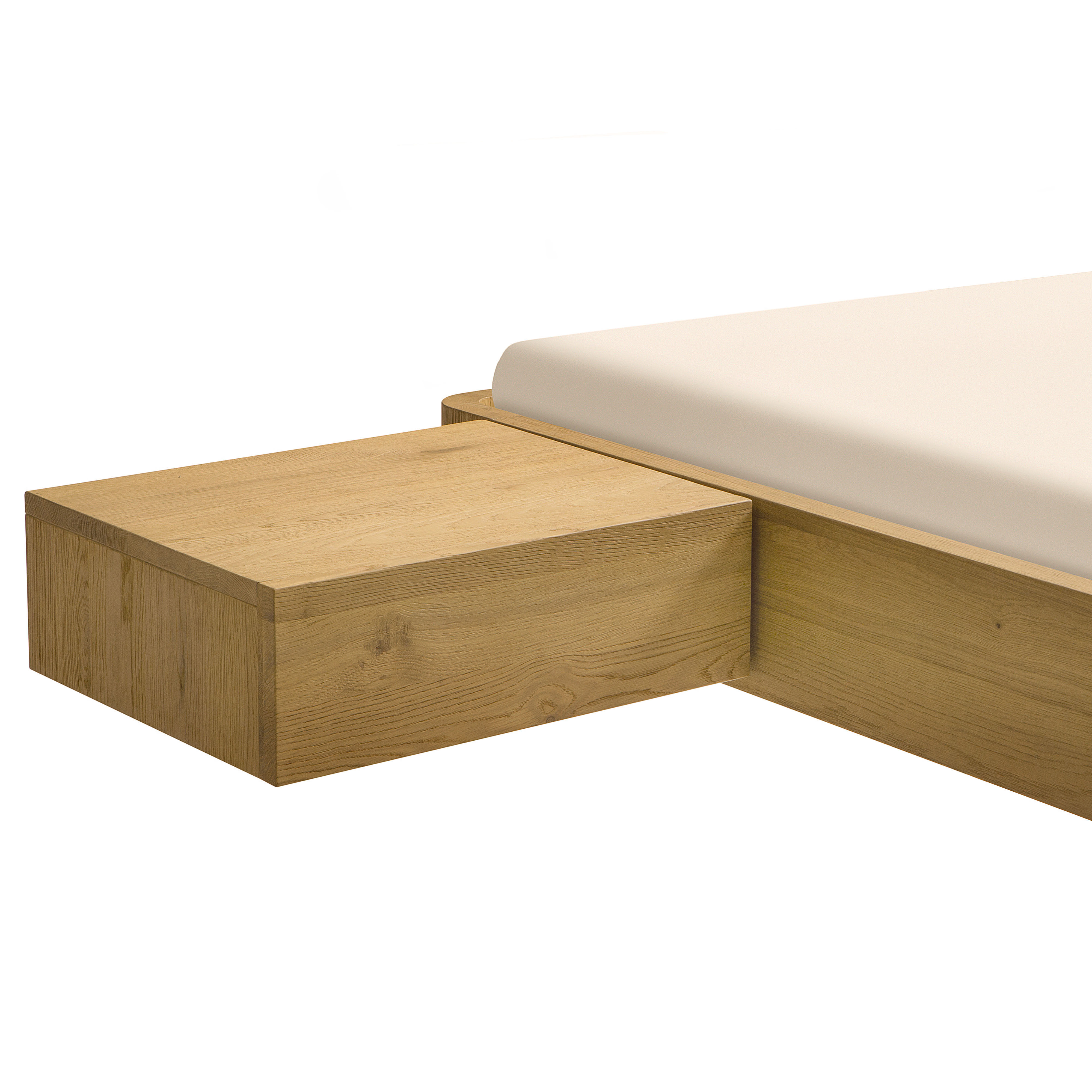 Hasena Caja – Nachttisch zur Montage am Bett, mit einer Schublade, aus der Oak Bianco Serie