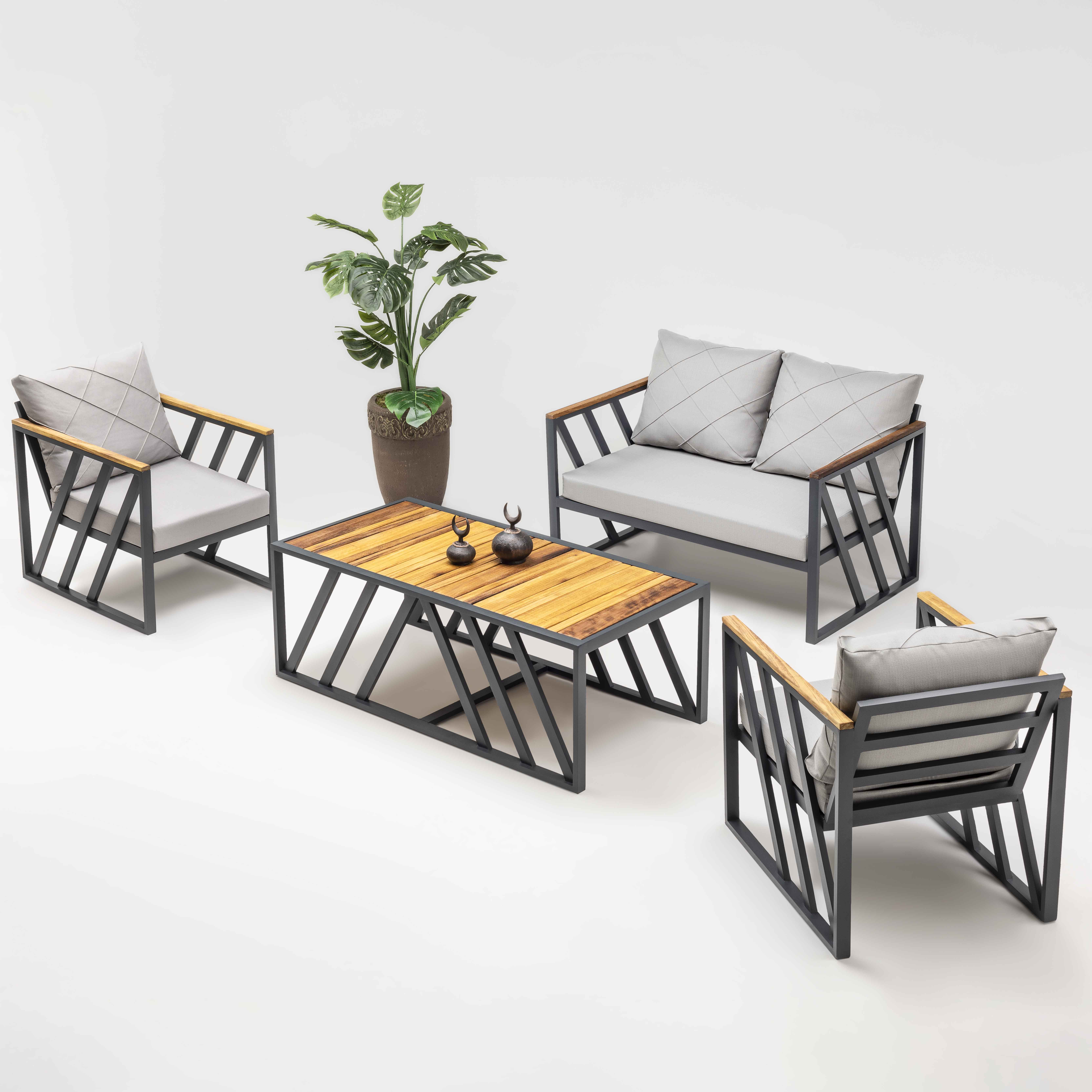 Stilona Sunset - Moderne Lounge Garnitur für 4 Personen mit Beistelltisch