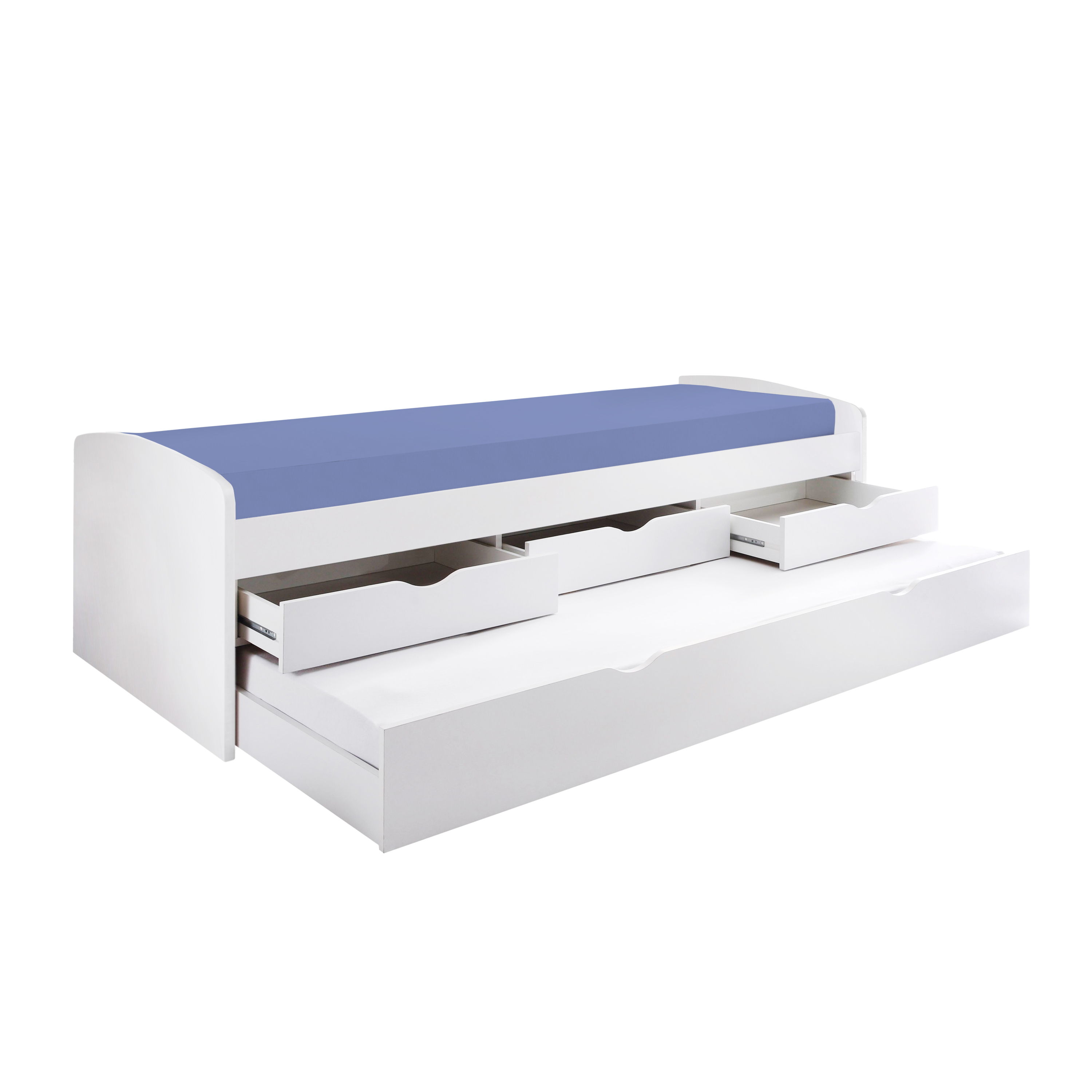 Bubema Leno – Funktionsbett mit Schubladen und Bettkasten, 90x200 cm, weiß