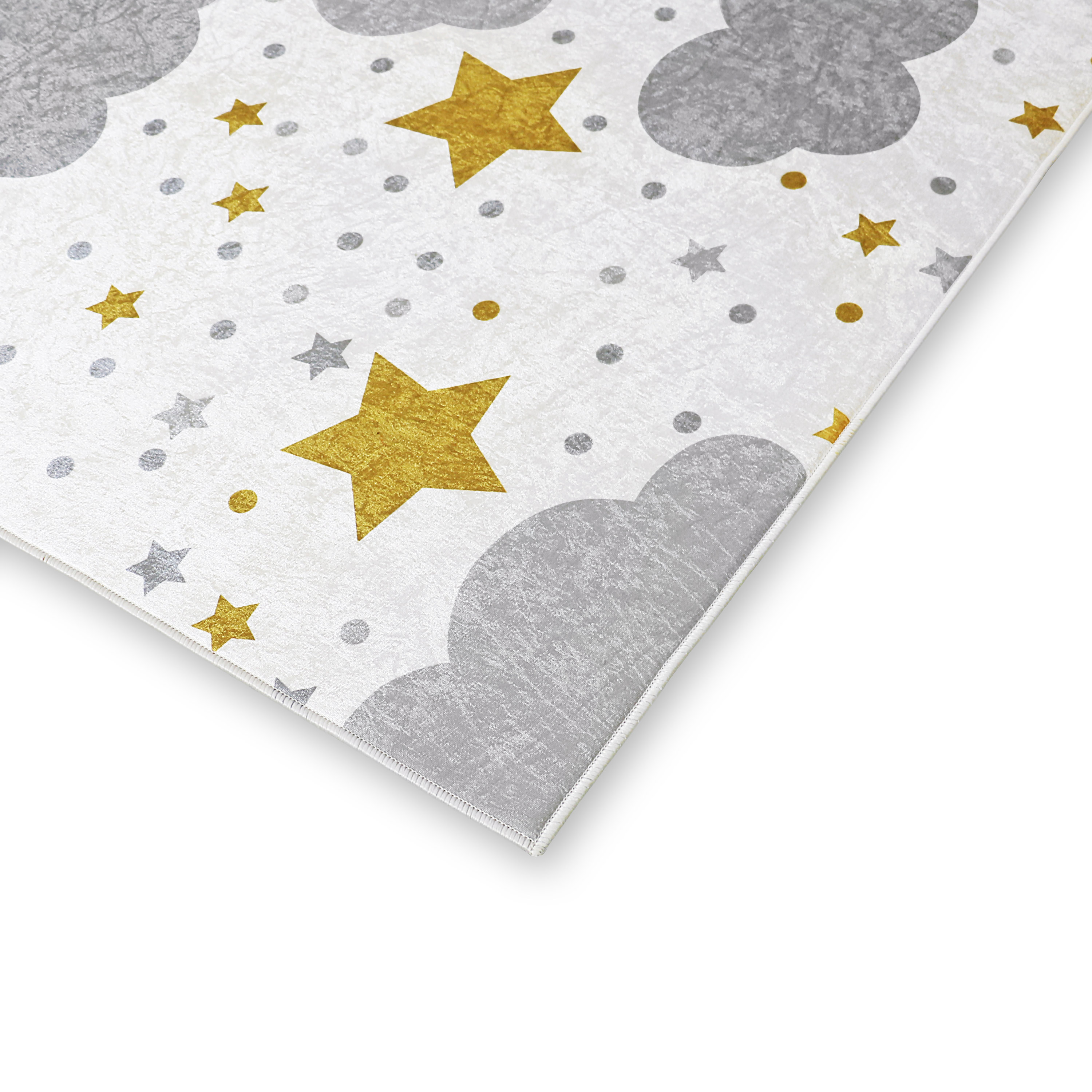 Betten-ABC Kinderteppich – flachgewebt, Unterseite aus rutschfestem PVC-Leder, fünf Motive