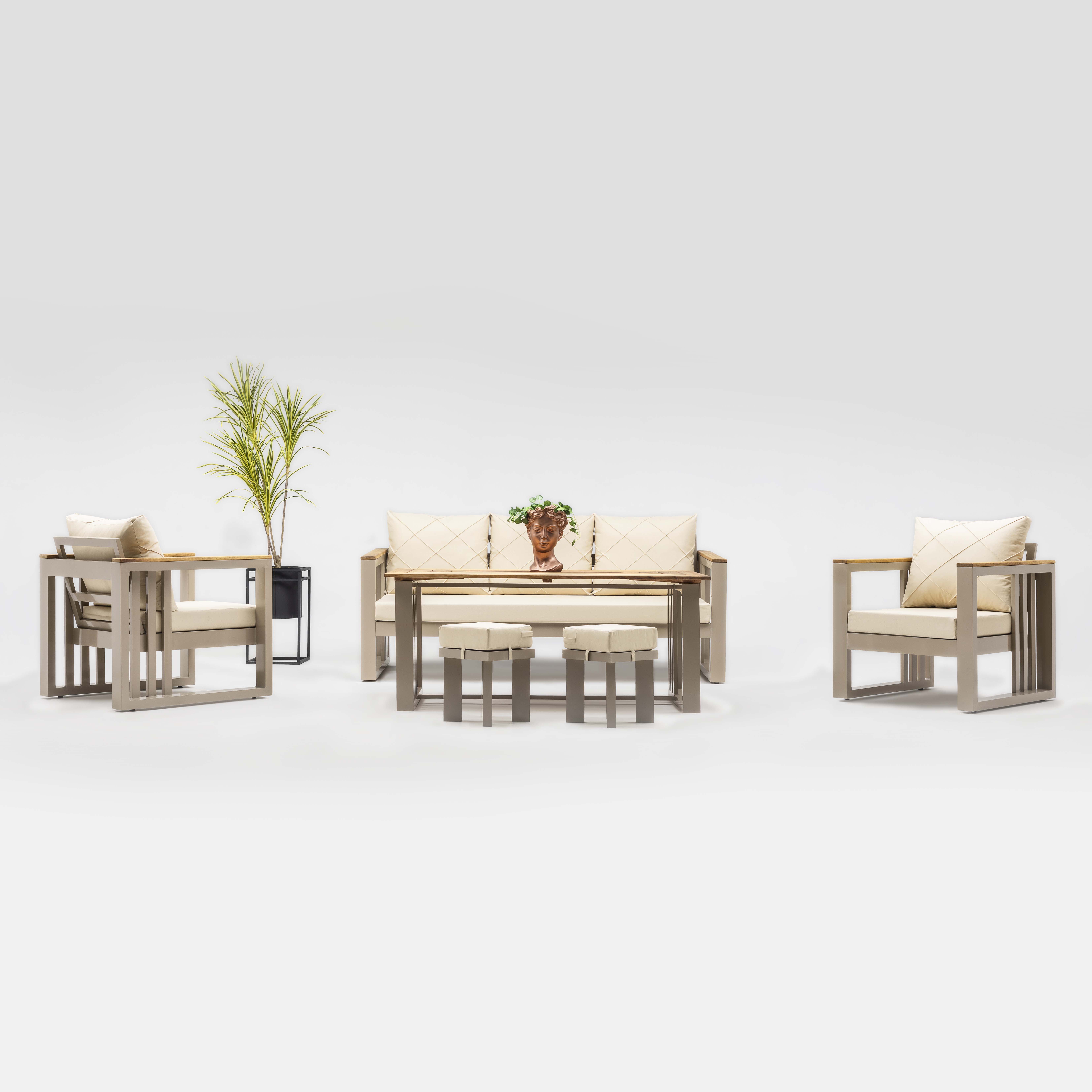 Stilona Royal - Edles Gartenlounge Möbel Set aus pflegeleichtem Aluminium mit hochwertigen Polstern