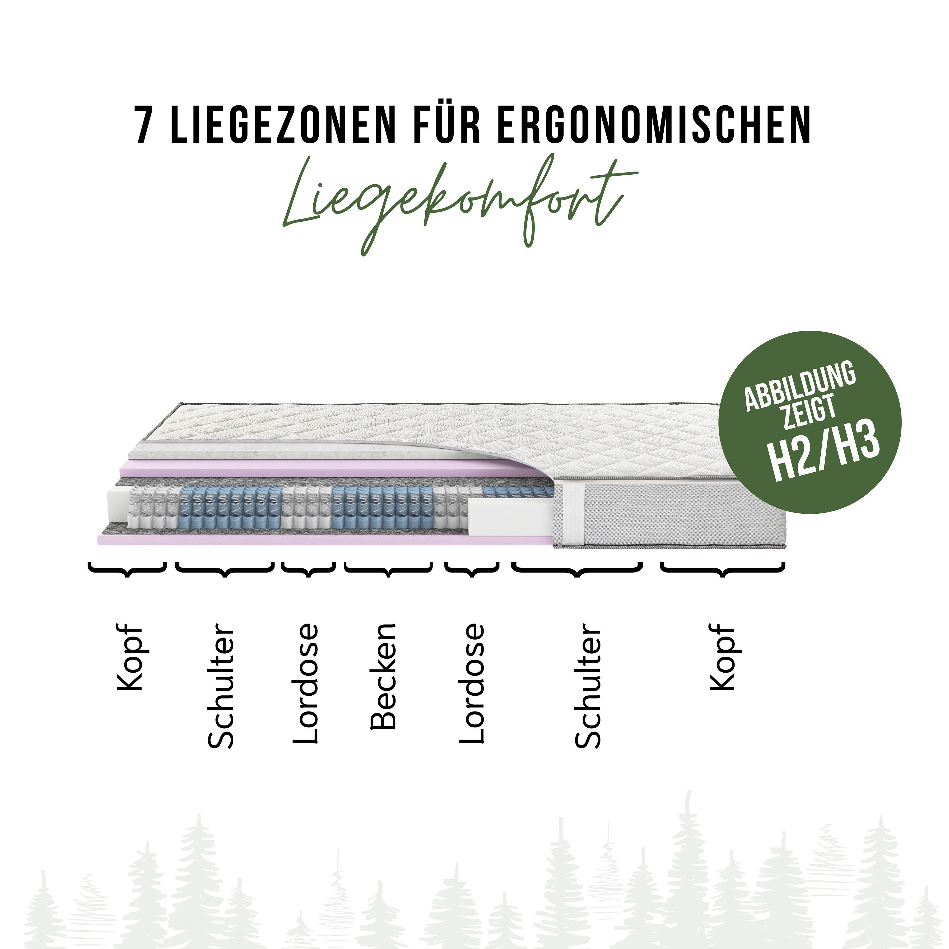 Schwarzwaldmarie Eva – 7-Zonen-Taschenfederkern mit 400 Federn, Wendefunktion und Viscoauflage