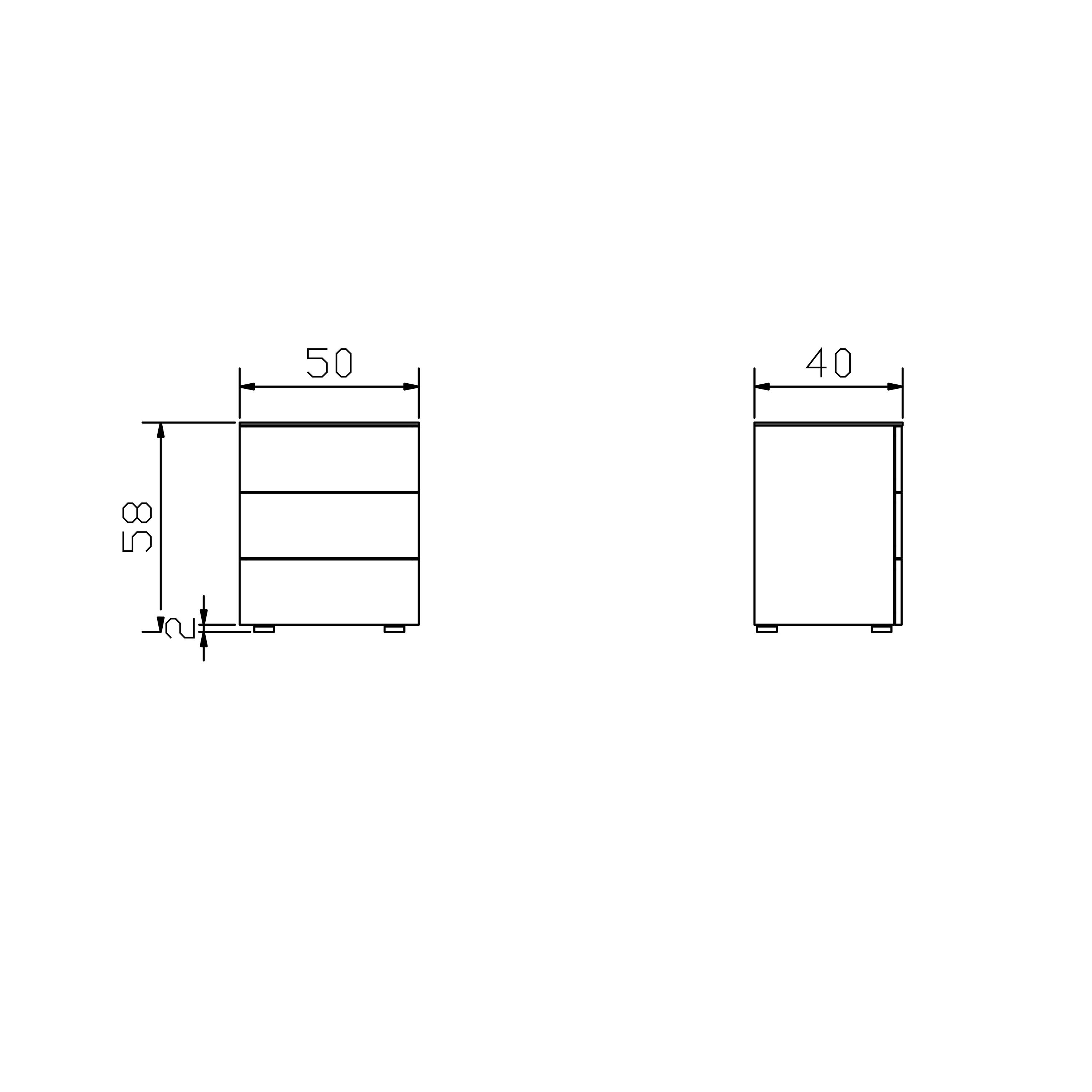 Hasena Triore – Nachttisch mit drei Schubladen in Beton Optik, aus der Top-Line Serie