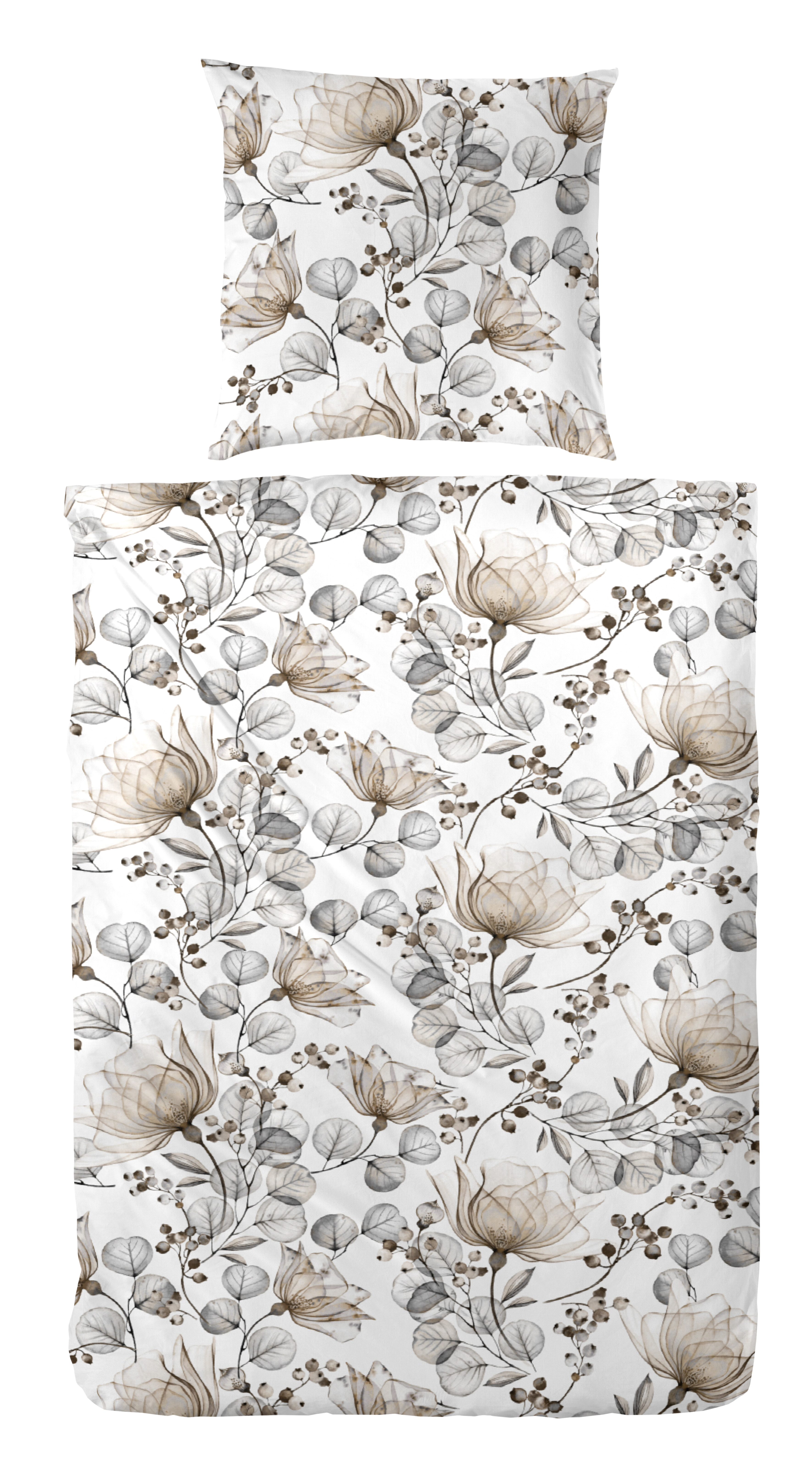 H.G. Hahn - Mako-Satin-Bettwäsche, 135 x 200 cm mit floralem Design, 100% Baumwolle