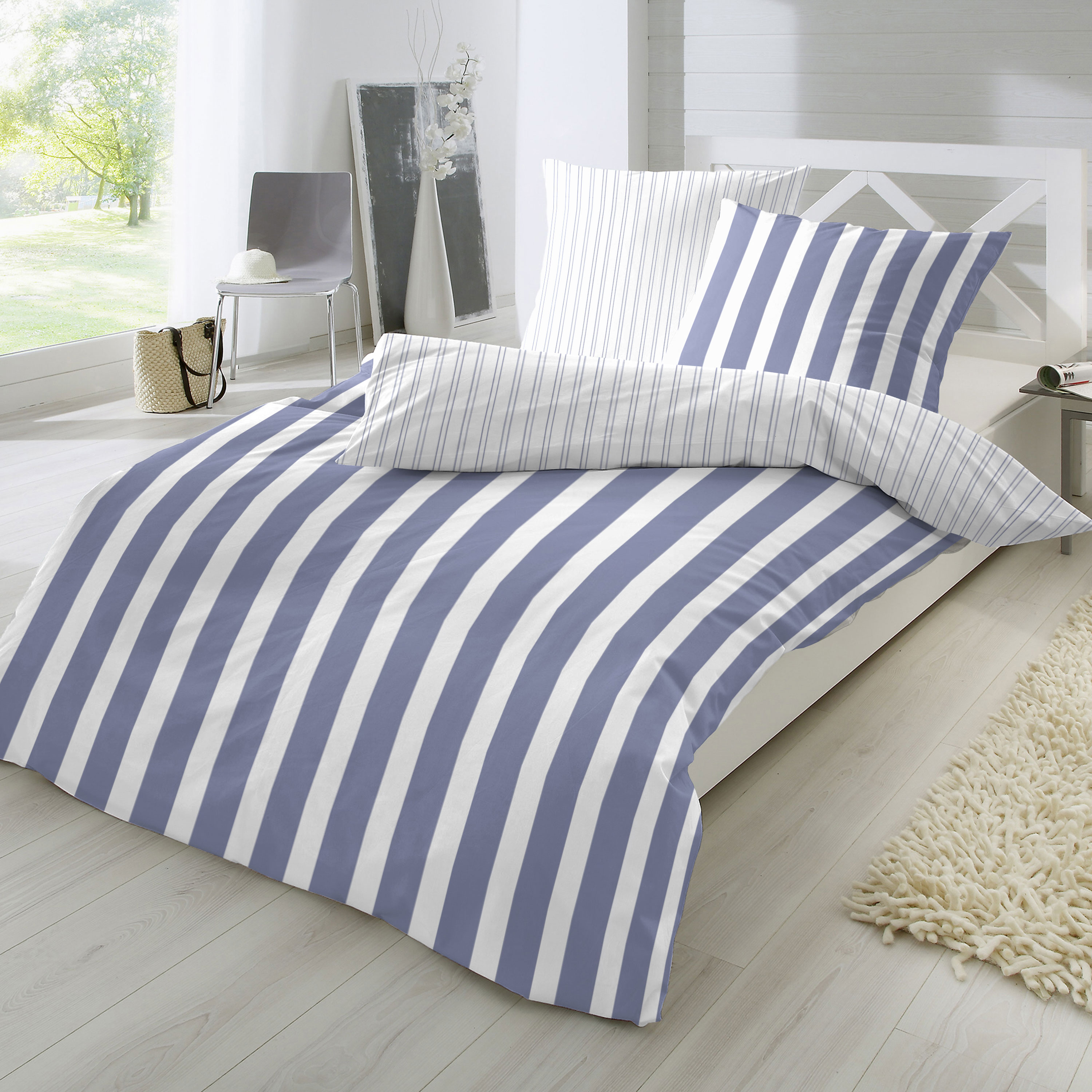 Traumhaft gut schlafen – Perkal-Bettwäsche, 2-teilig, mit Blockstreifen, in versch. Farben und Größen