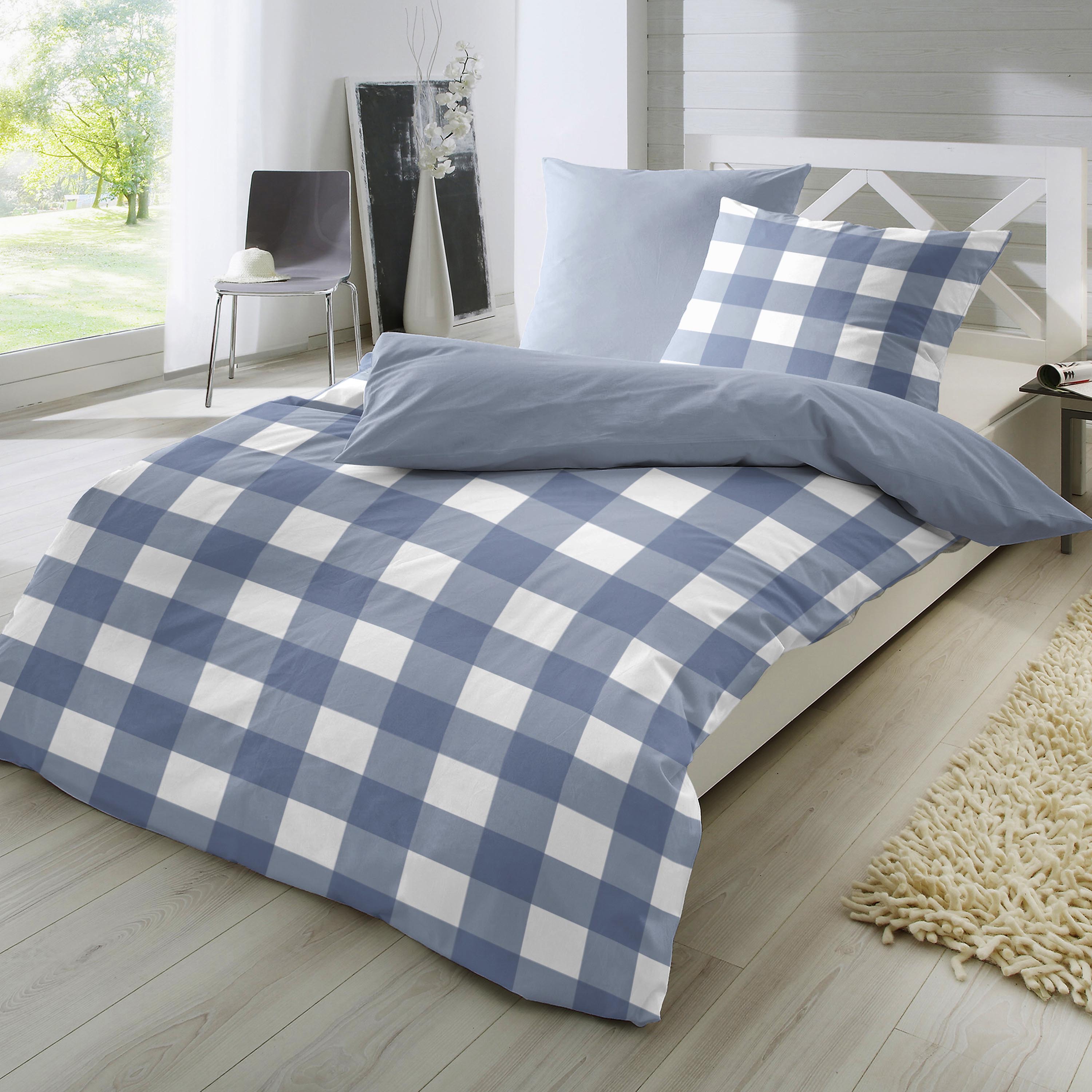 Traumhaft gut schlafen – Perkal-Bettwäsche, 2-teilig, mit Karo-Muster, versch. Farben und Größen 