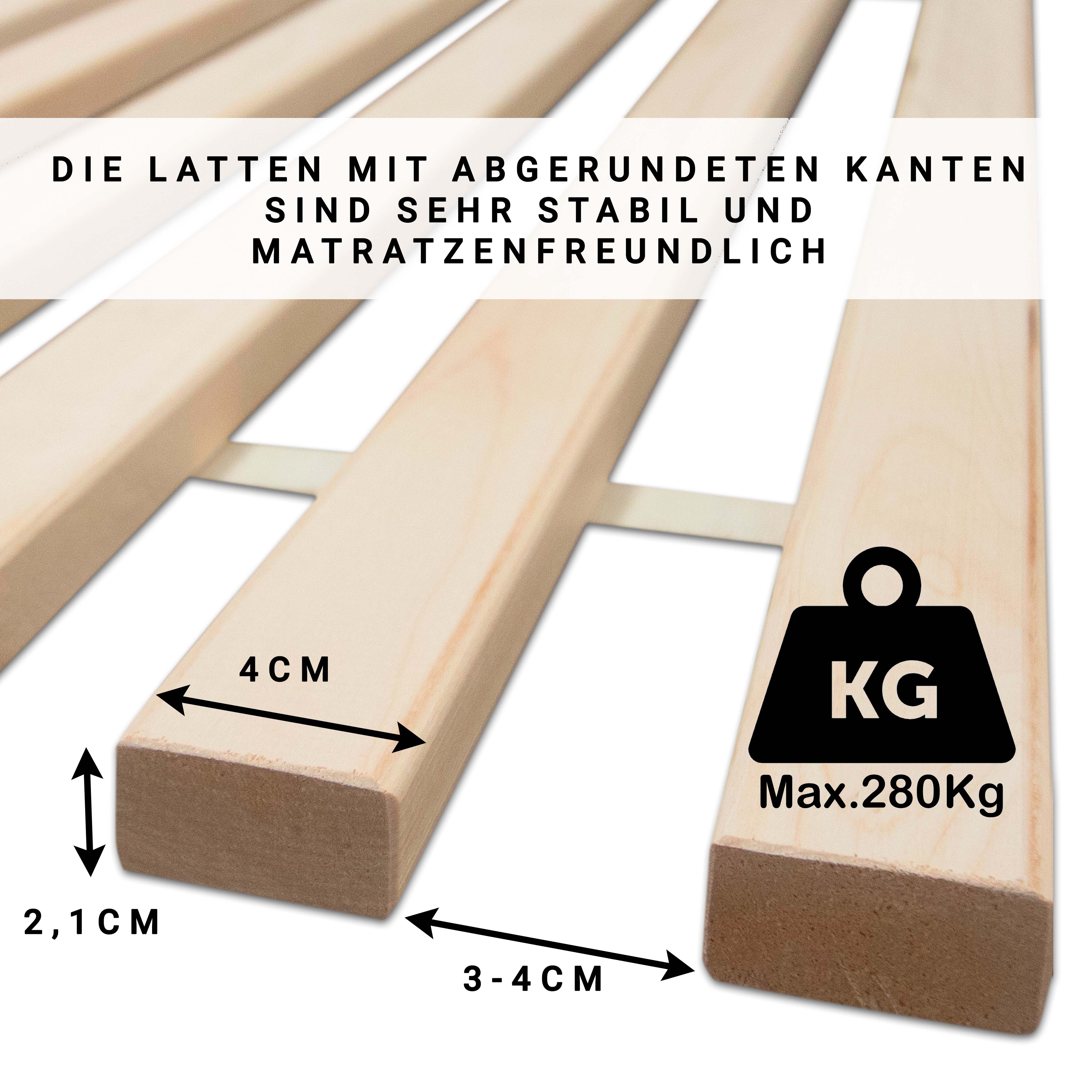 Madera XXL – Rollrost mit 23 extra stabilen Leisten, aus massivem Buchenholz, belastbar bis ca. 280 kg