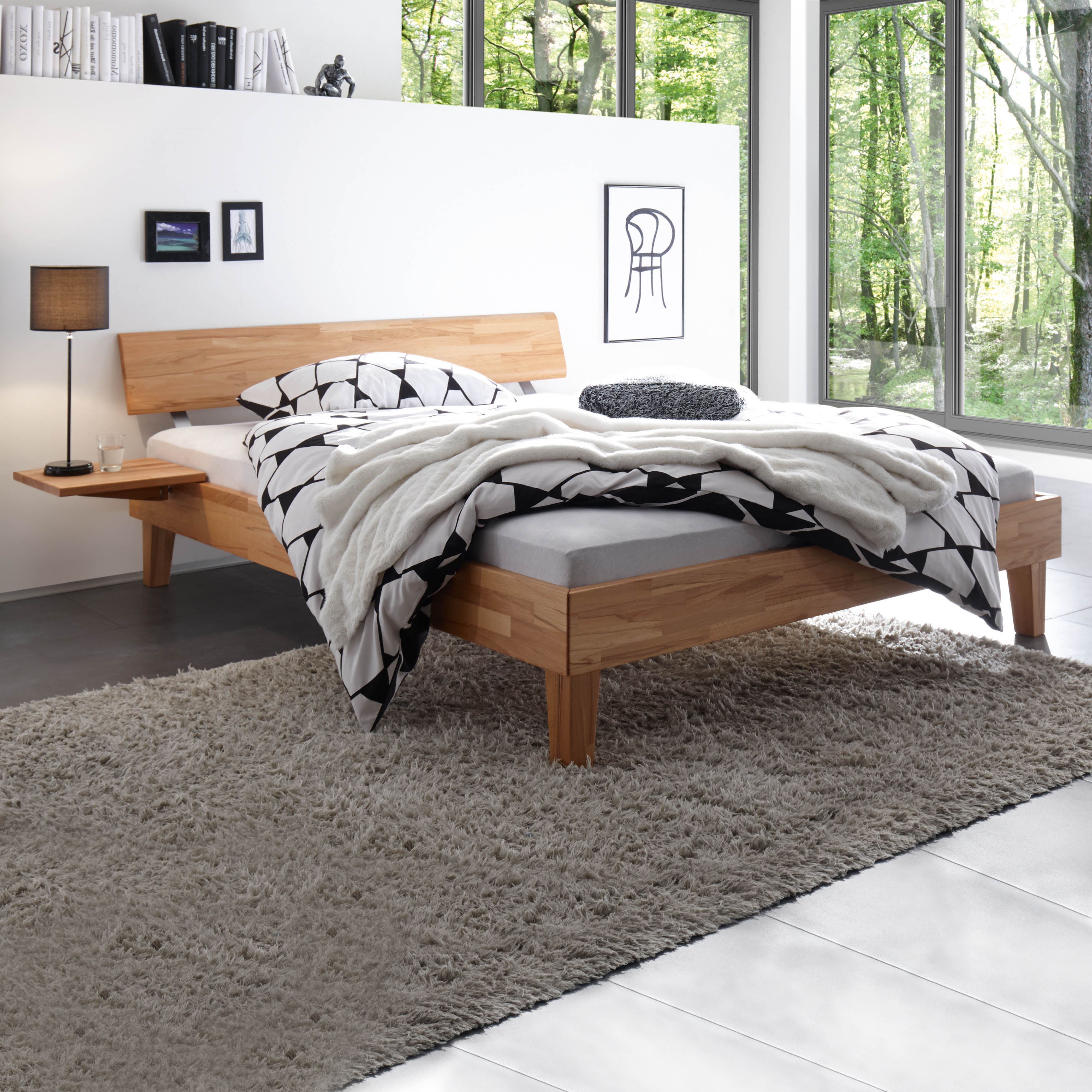 Hasena Mido – Nachttisch zur Montage am Bett, Kernbuche natur geölt, aus der Wood-Line Serie