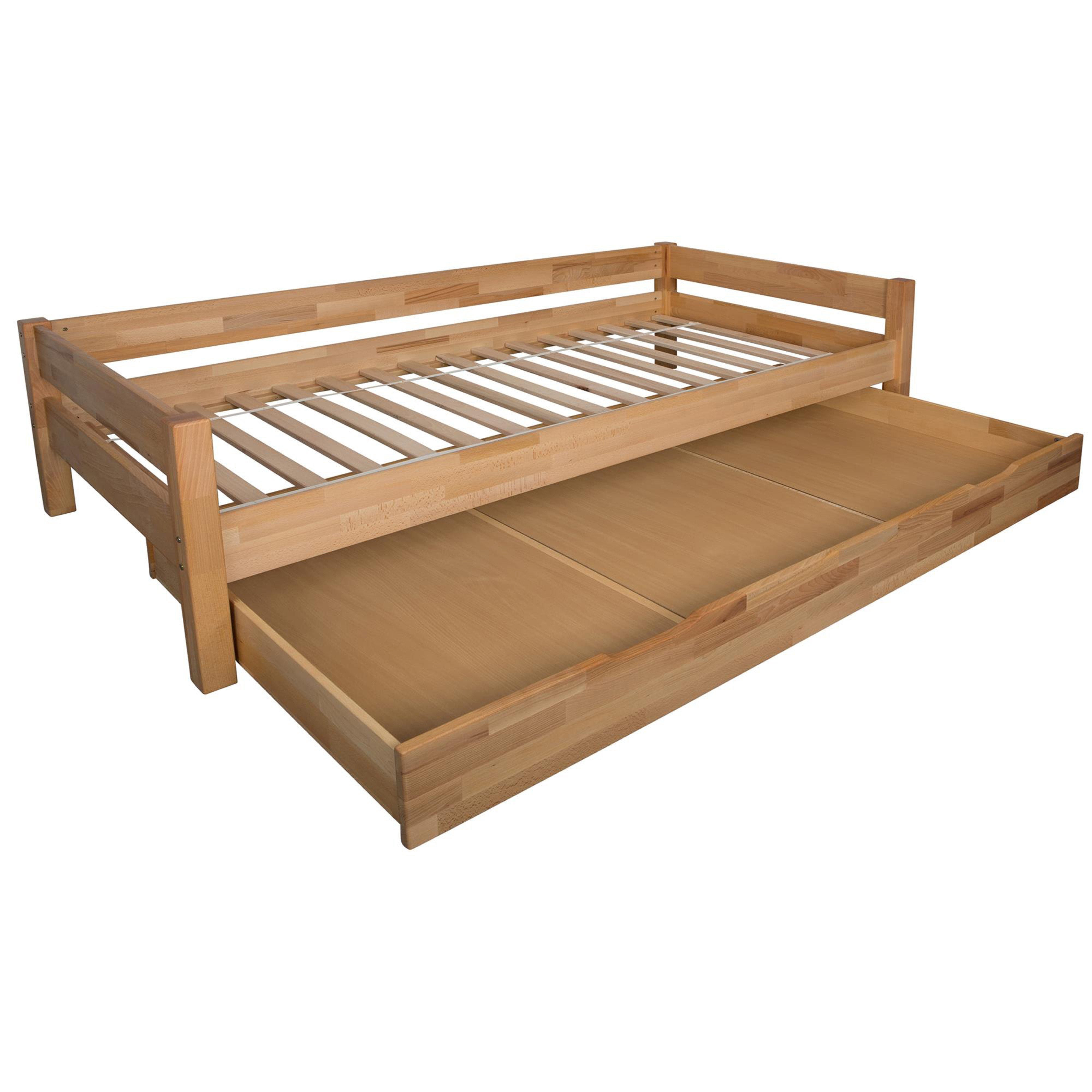 Bubema Duo – Bett mit Bettkasten aus massiver Buche, inkl. Rollrost