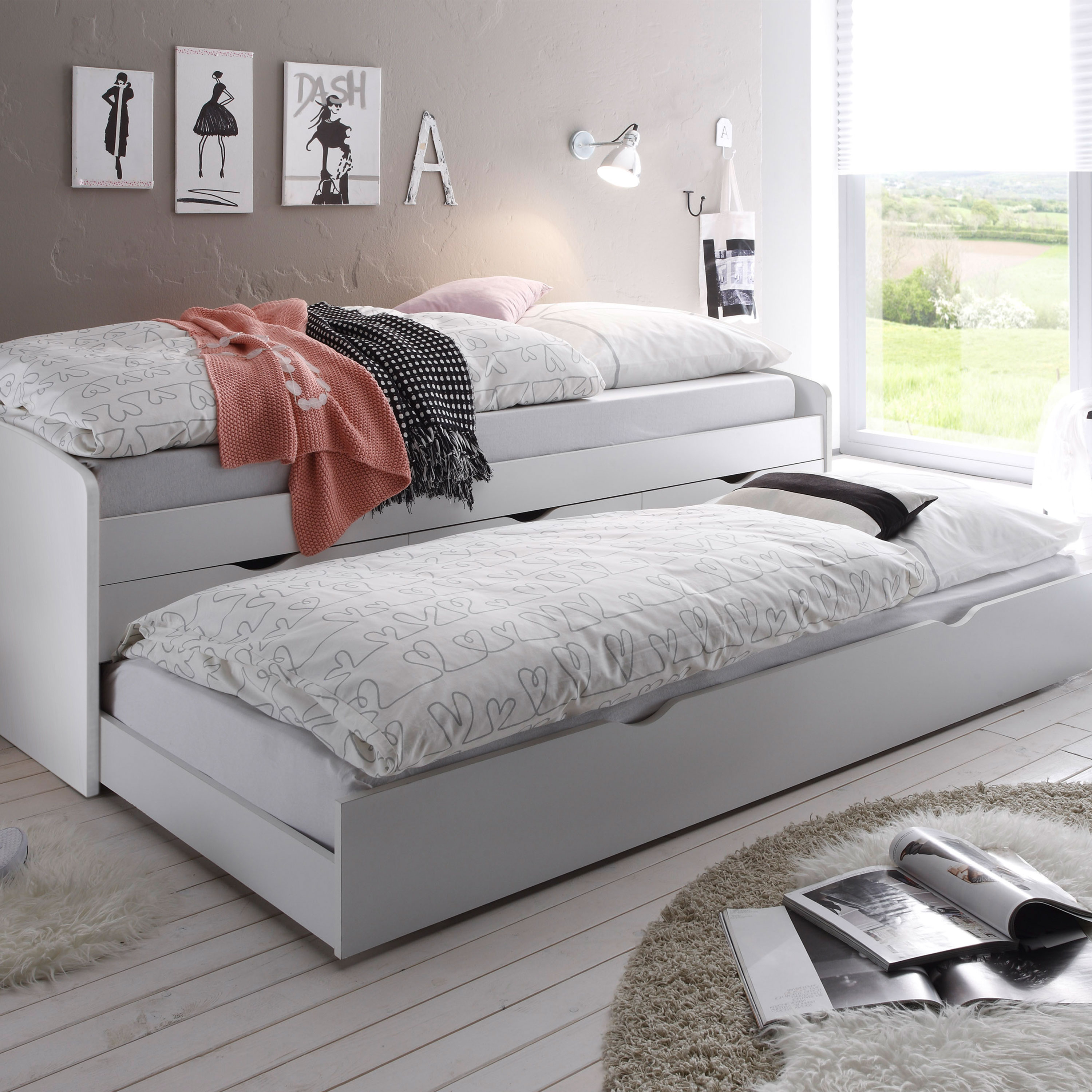 Bubema Leno – Funktionsbett mit Schubladen und Bettkasten, 90x200 cm, weiß
